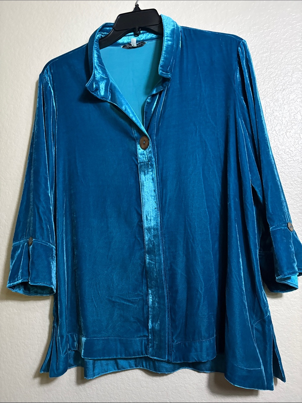 John Mark Teal Velvet Button-Down Shirt